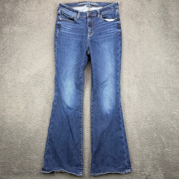 American Eagle Outfitters Denim - American Eagle Super High Rise Flare Jeans Womens 8 Long Next Level Stretch Blue